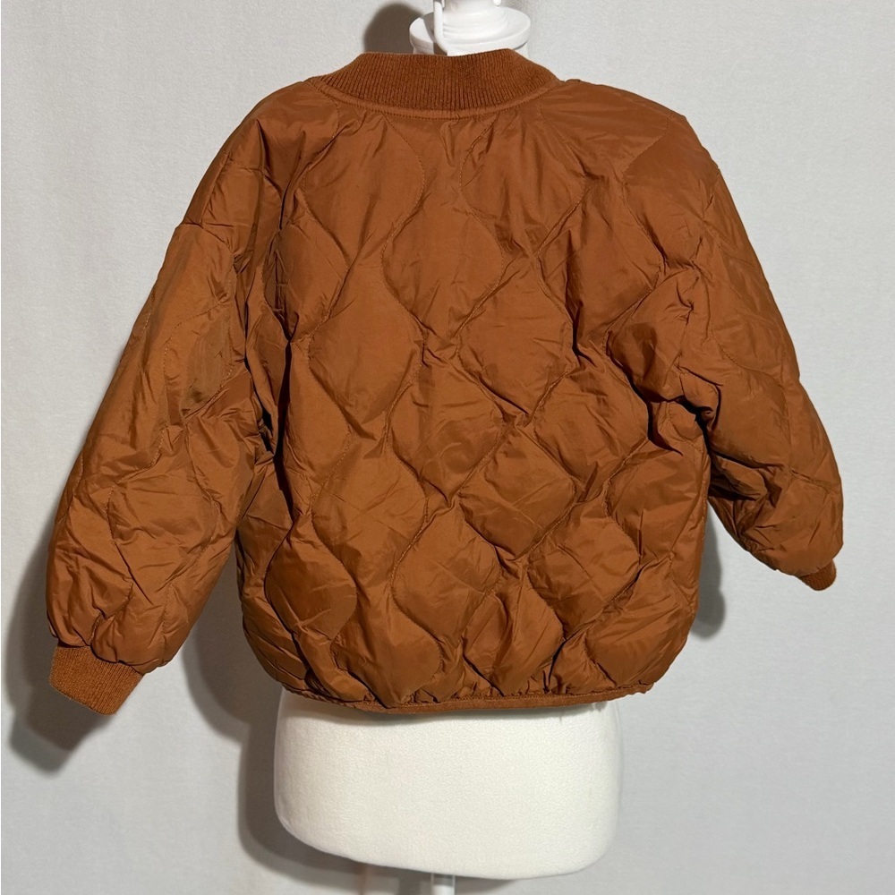 Zara Kids Quilted Brown Bomber Jacket Size 4-6 - Picture 3 of 6